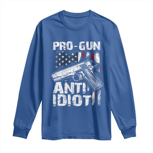 Pro Gun Anti Idiot Long Sleeve Shirt Vintage American Flag 2nd Amendment TS11 Royal Blue Print Your Wear
