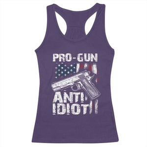 Pro Gun Anti Idiot Racerback Tank Top Vintage American Flag 2nd Amendment TS11 Purple Print Your Wear