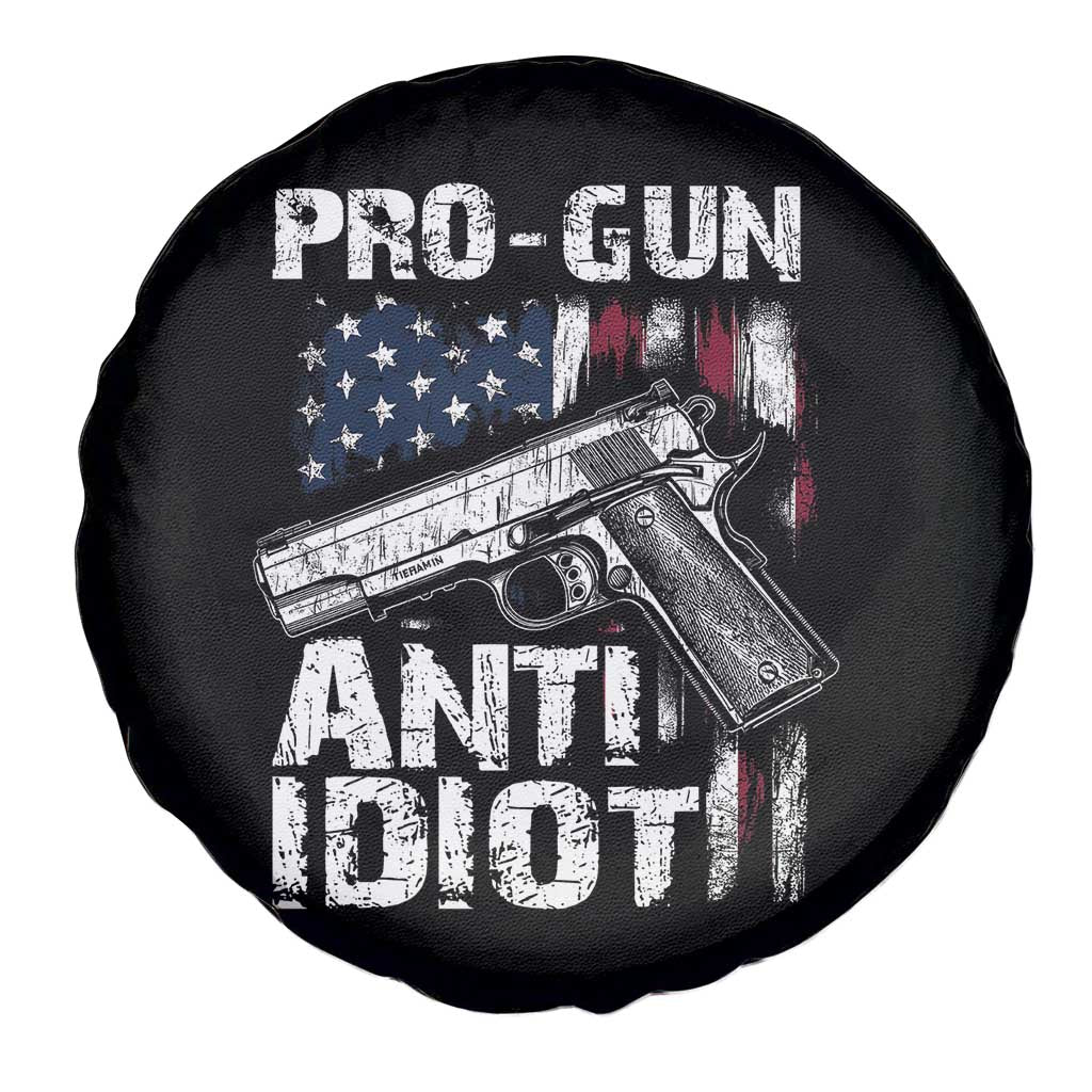 Pro Gun Anti Idiot Spare Tire Cover Vintage American Flag 2nd Amendment TS11 Print Your Wear
