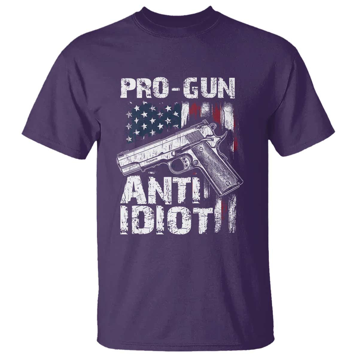 Pro Gun Anti Idiot T Shirt Vintage American Flag 2nd Amendment TS11 Purple Print Your Wear