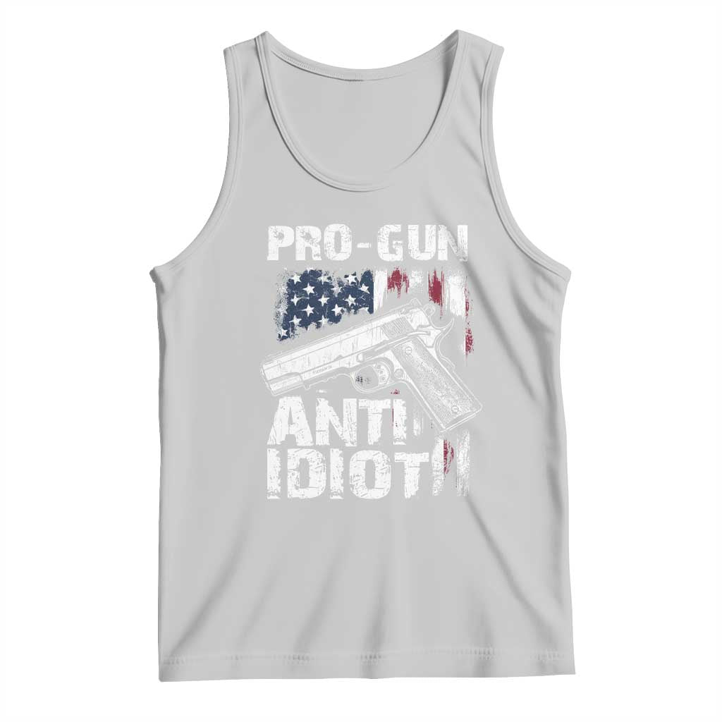 Pro Gun Anti Idiot Tank Top Vintage American Flag 2nd Amendment TS11 Ash Print Your Wear