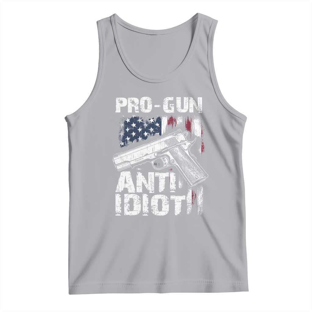 Pro Gun Anti Idiot Tank Top Vintage American Flag 2nd Amendment TS11 Athletic Heather Print Your Wear