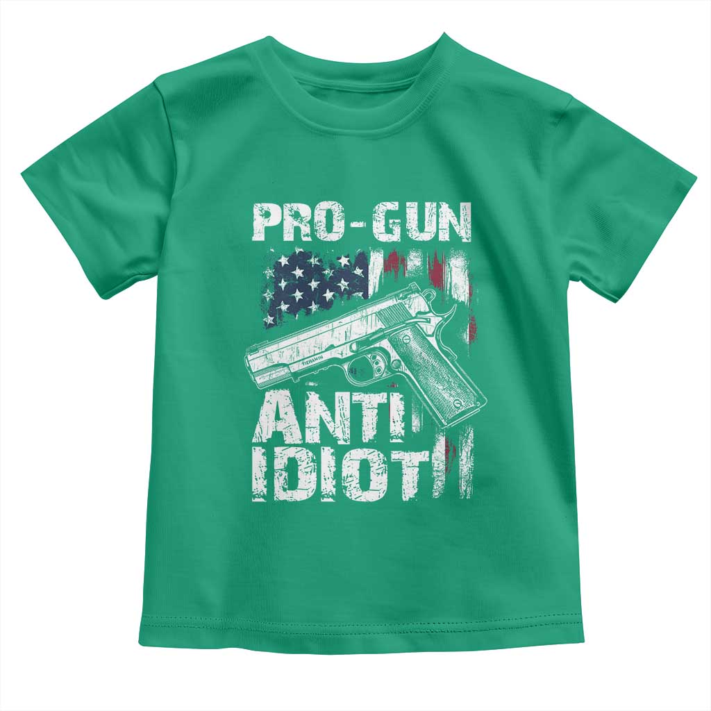 Pro Gun Anti Idiot Toddler T Shirt Vintage American Flag 2nd Amendment TS11 Irish Green Print Your Wear
