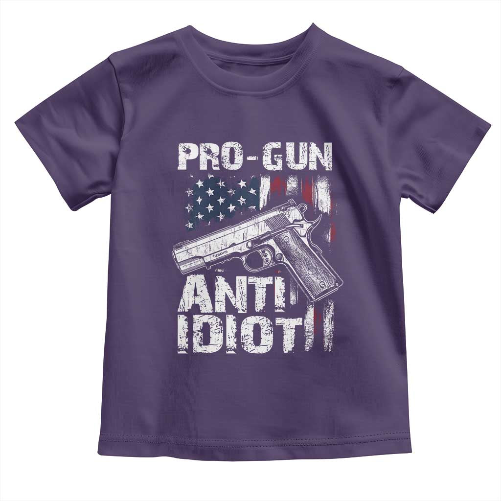 Pro Gun Anti Idiot Toddler T Shirt Vintage American Flag 2nd Amendment TS11 Purple Print Your Wear