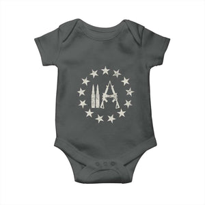2nd Amendment AR15 Bullet Stars Patriotic Gun Rights Baby Onesie TS11 Dark Heather Print Your Wear