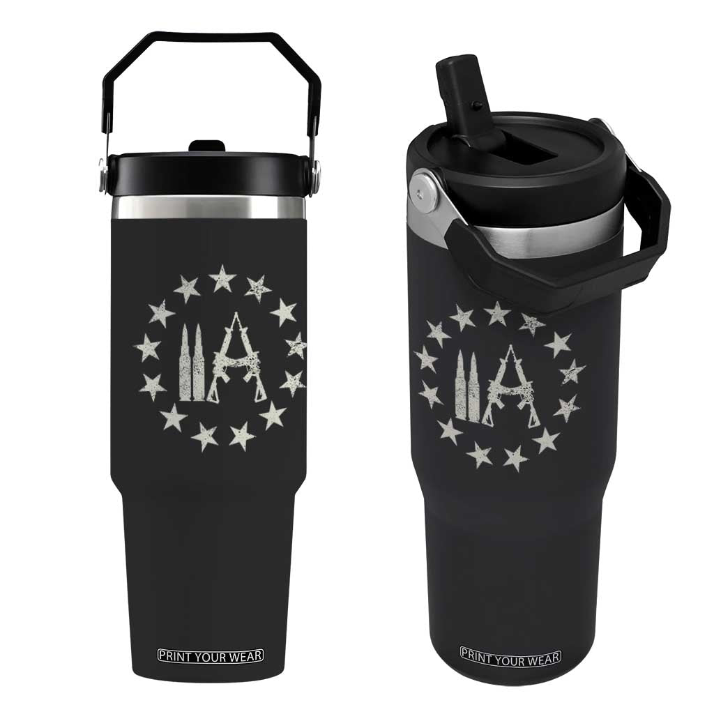 2nd Amendment AR15 Bullet Stars Patriotic Gun Rights Flip Straw Tumbler TS11 One Size: 30 oz Black Print Your Wear