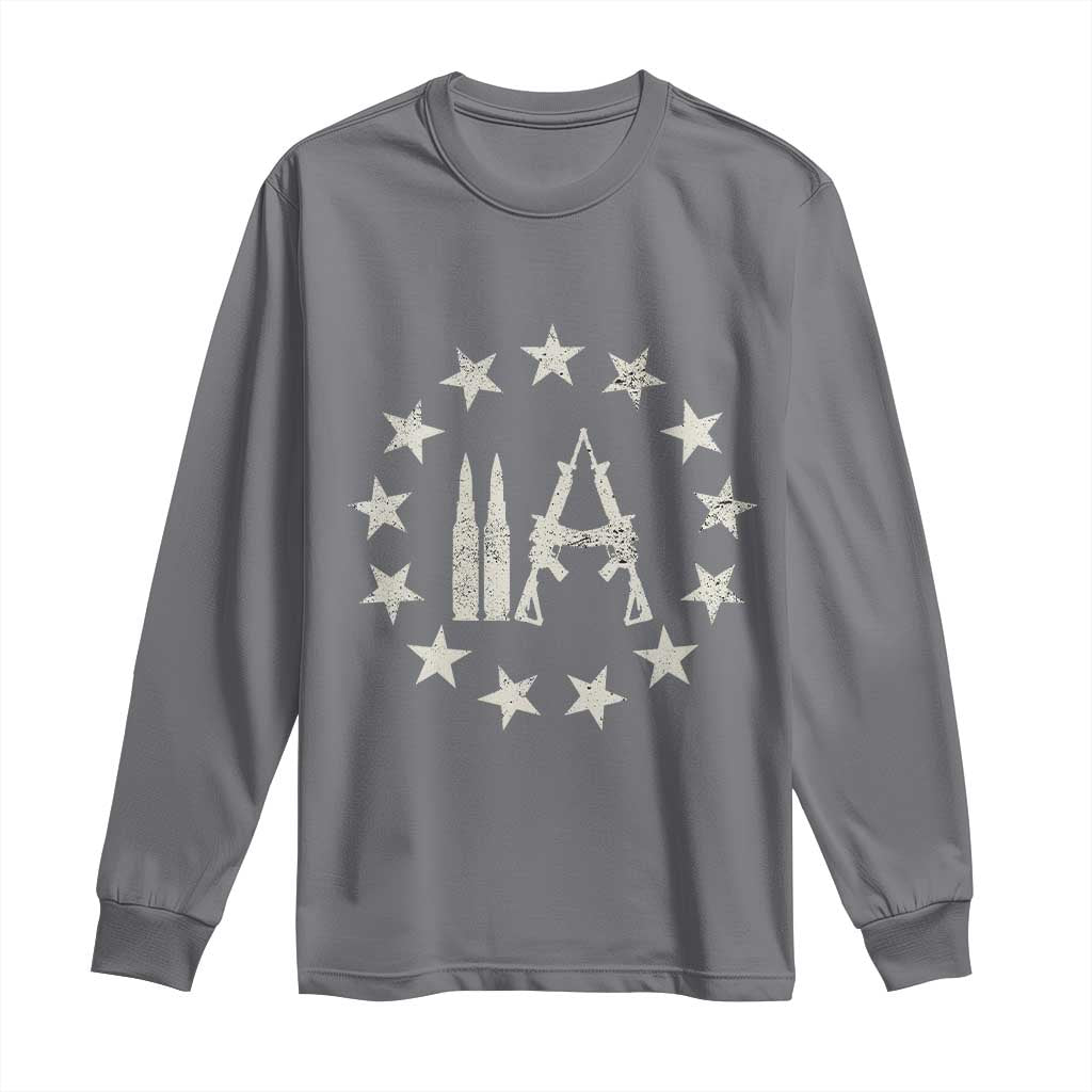 2nd Amendment AR15 Bullet Stars Patriotic Gun Rights Long Sleeve Shirt TS11 Charcoal Print Your Wear