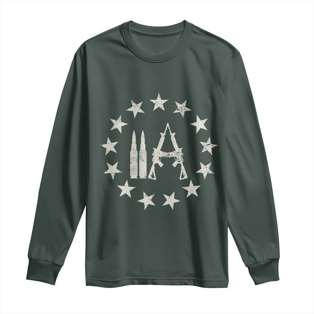 2nd Amendment AR15 Bullet Stars Patriotic Gun Rights Long Sleeve Shirt TS11 Dark Forest Green Print Your Wear