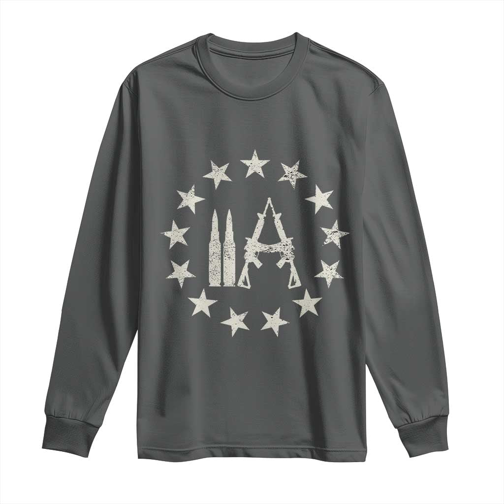 2nd Amendment AR15 Bullet Stars Patriotic Gun Rights Long Sleeve Shirt TS11 Dark Heather Print Your Wear