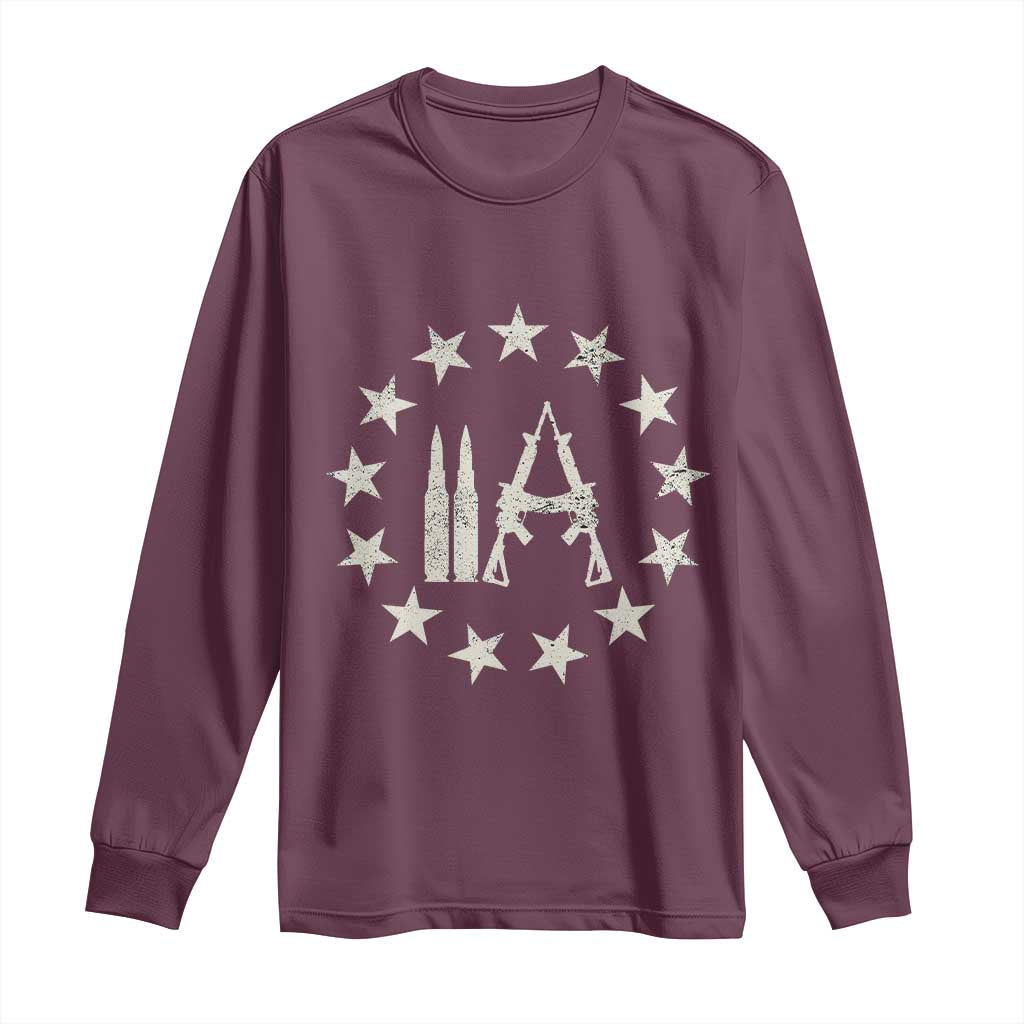 2nd Amendment AR15 Bullet Stars Patriotic Gun Rights Long Sleeve Shirt TS11 Maroon Print Your Wear