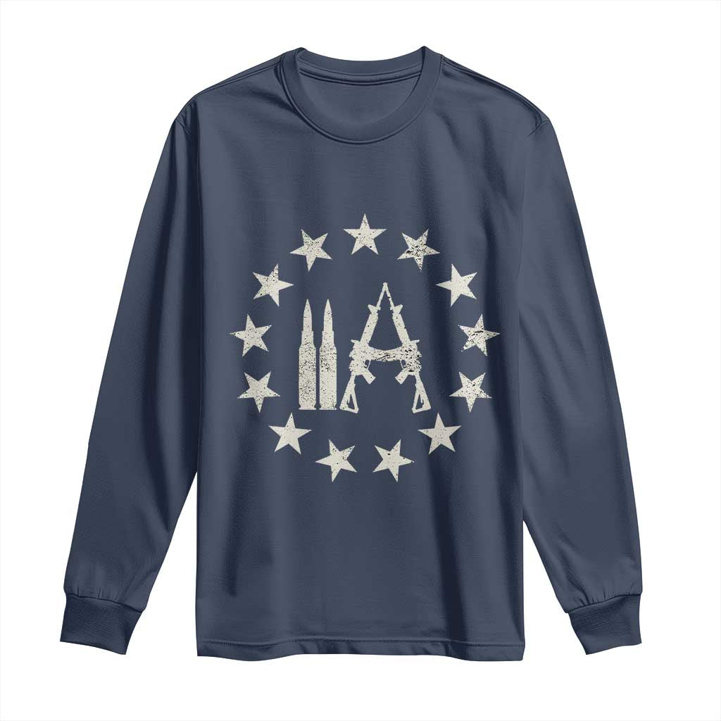 2nd Amendment AR15 Bullet Stars Patriotic Gun Rights Long Sleeve Shirt TS11 Navy Print Your Wear