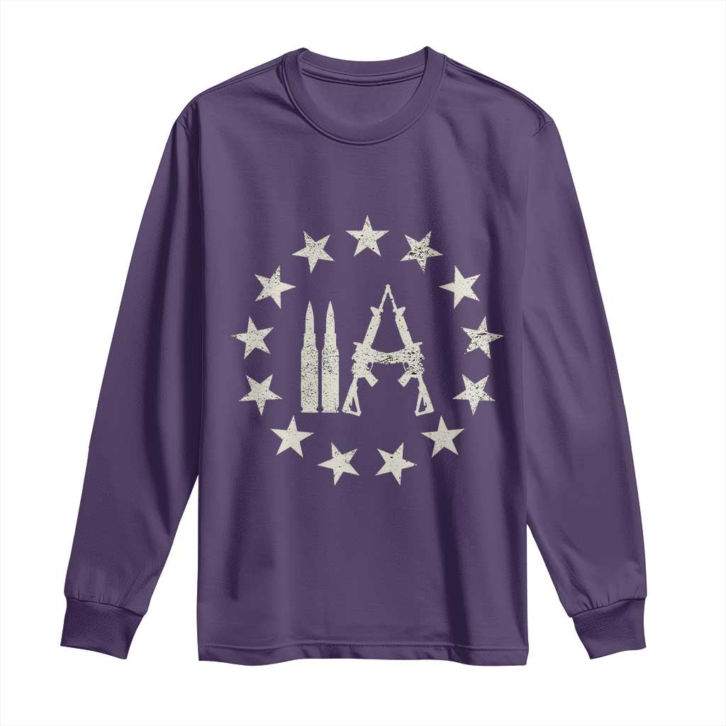2nd Amendment AR15 Bullet Stars Patriotic Gun Rights Long Sleeve Shirt TS11 Purple Print Your Wear