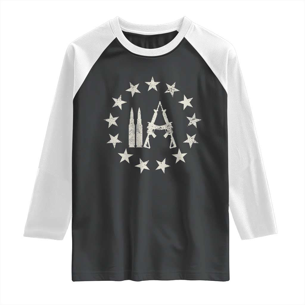 2nd Amendment AR15 Bullet Stars Patriotic Gun Rights Raglan Shirt TS11 Black White Print Your Wear