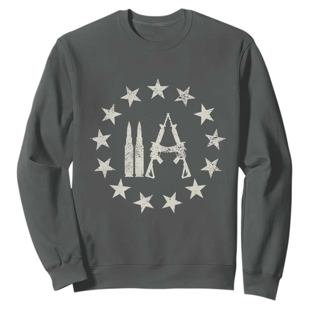 2nd Amendment AR15 Bullet Stars Patriotic Gun Rights Sweatshirt TS11 Dark Heather Print Your Wear