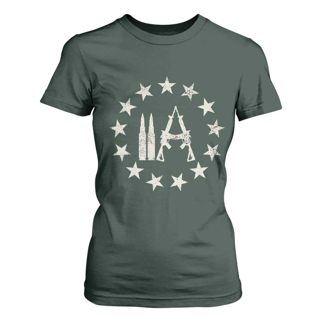 2nd Amendment AR15 Bullet Stars Patriotic Gun Rights T Shirt For Women TS11 Dark Forest Green Print Your Wear