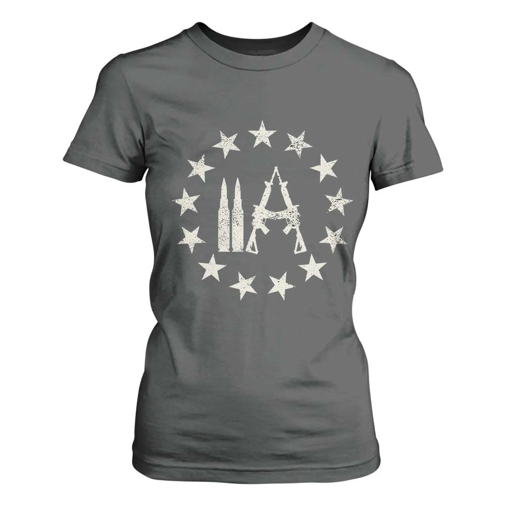2nd Amendment AR15 Bullet Stars Patriotic Gun Rights T Shirt For Women TS11 Dark Heather Print Your Wear