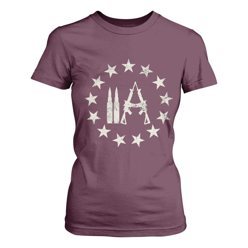 2nd Amendment AR15 Bullet Stars Patriotic Gun Rights T Shirt For Women TS11 Maroon Print Your Wear