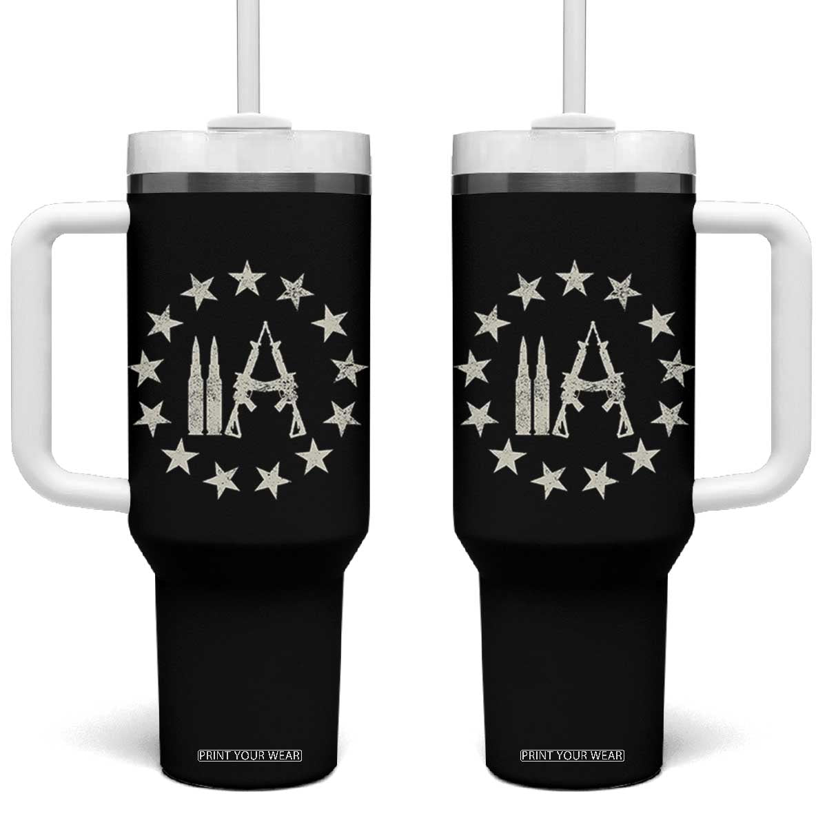 2nd Amendment AR15 Bullet Stars Patriotic Gun Rights Tumbler With Handle TS11 One Size: 40 oz Black Print Your Wear