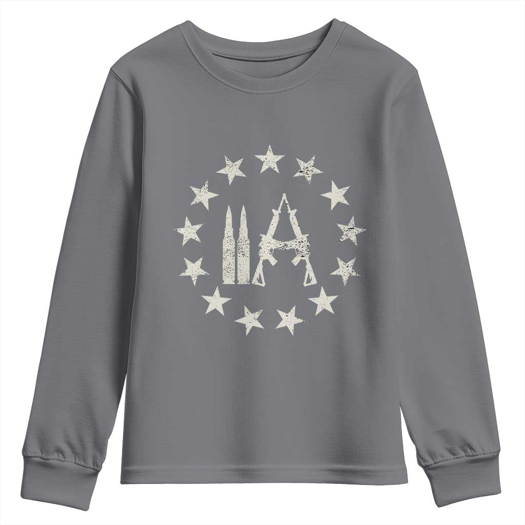 2nd Amendment AR15 Bullet Stars Patriotic Gun Rights Youth Sweatshirt TS11 Charcoal Print Your Wear