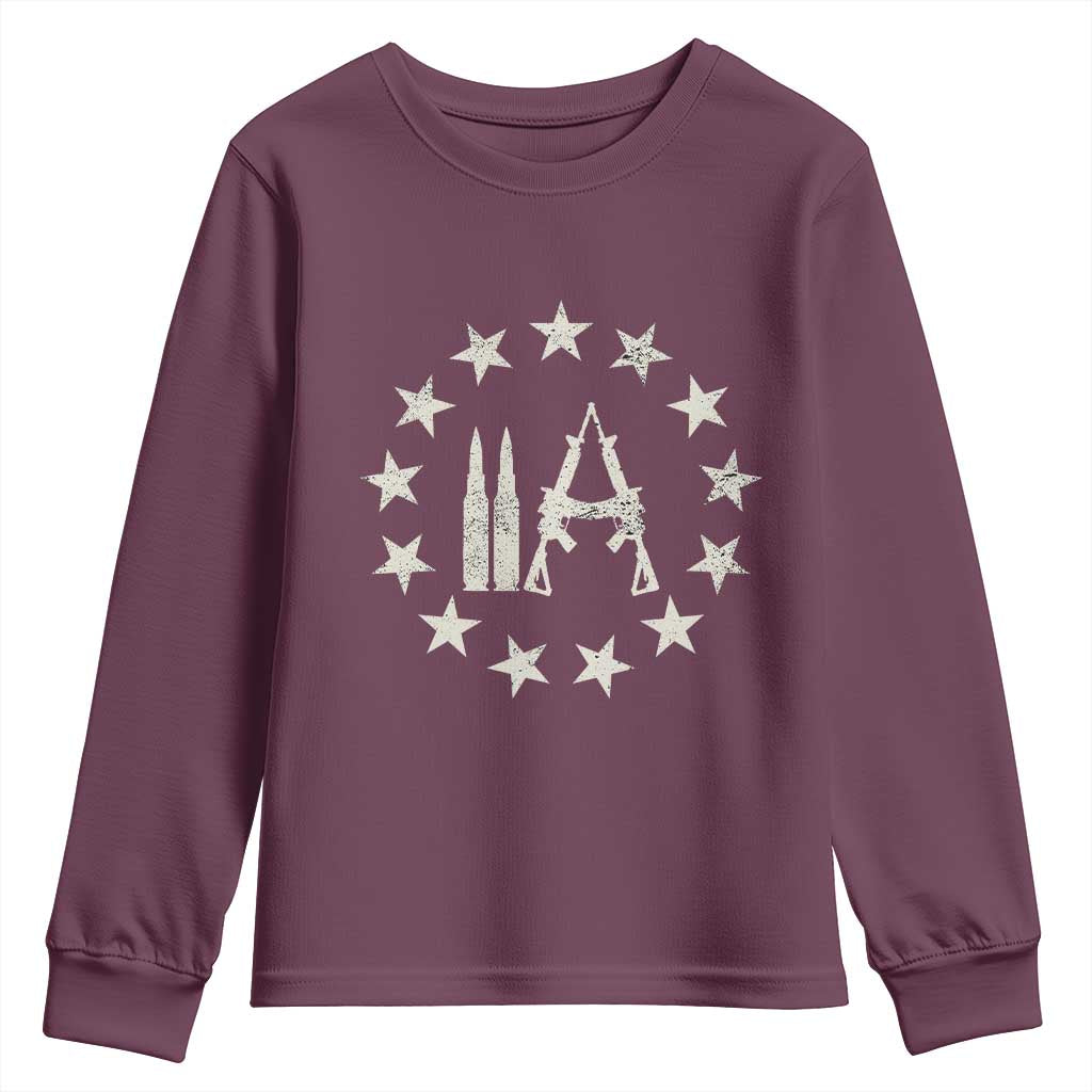 2nd Amendment AR15 Bullet Stars Patriotic Gun Rights Youth Sweatshirt TS11 Maroon Print Your Wear