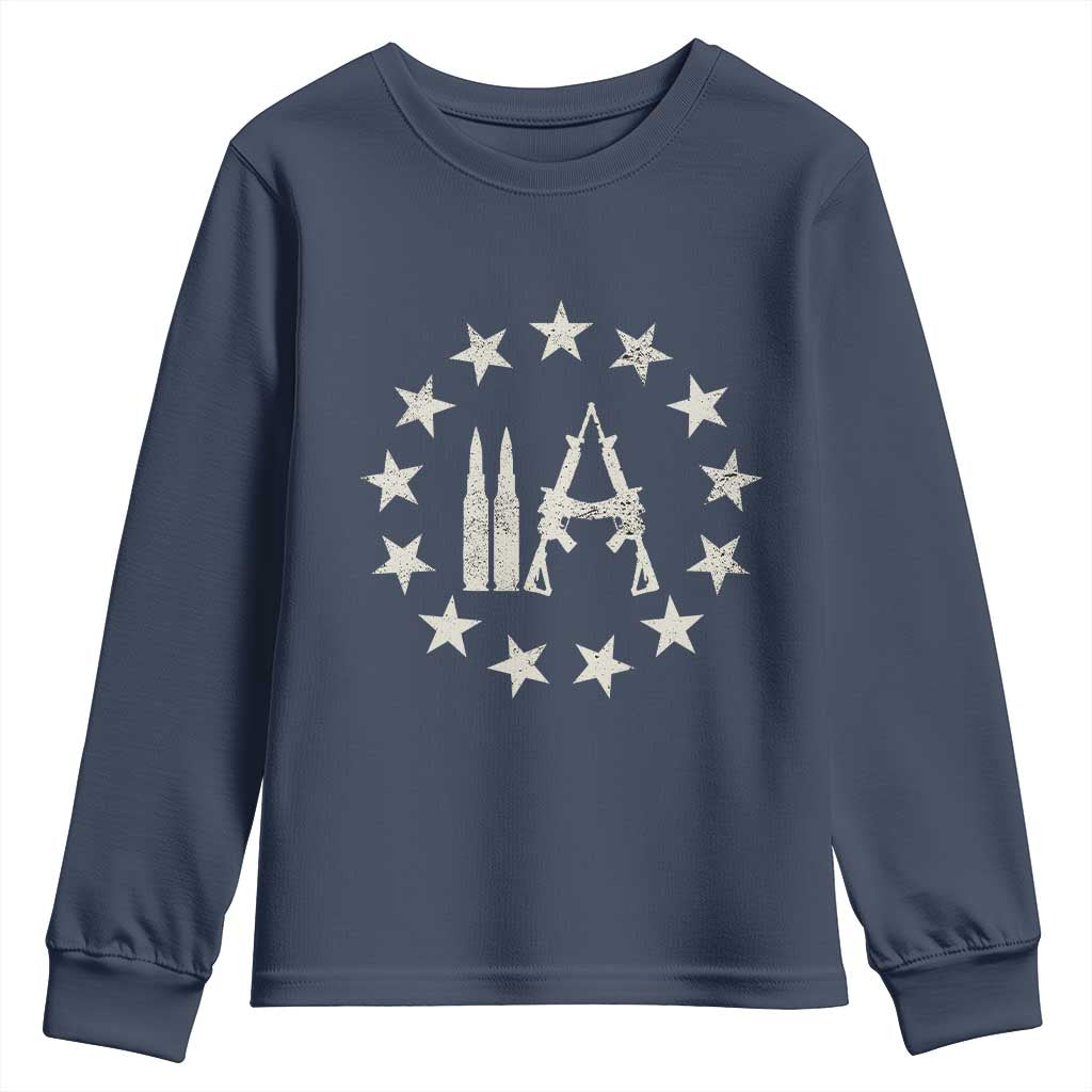 2nd Amendment AR15 Bullet Stars Patriotic Gun Rights Youth Sweatshirt TS11 Navy Print Your Wear