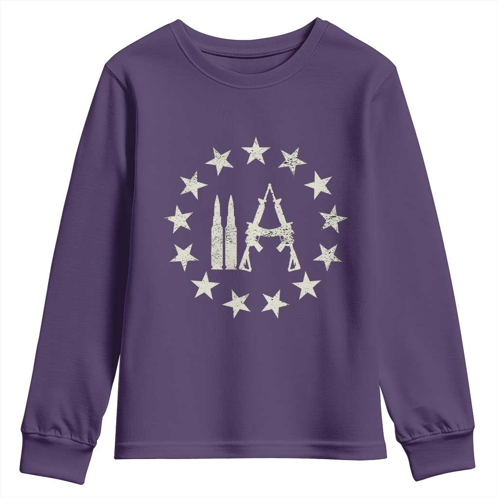 2nd Amendment AR15 Bullet Stars Patriotic Gun Rights Youth Sweatshirt TS11 Purple Print Your Wear