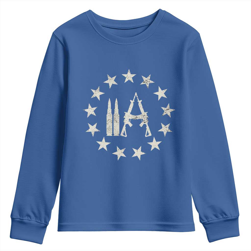 2nd Amendment AR15 Bullet Stars Patriotic Gun Rights Youth Sweatshirt TS11 Royal Blue Print Your Wear