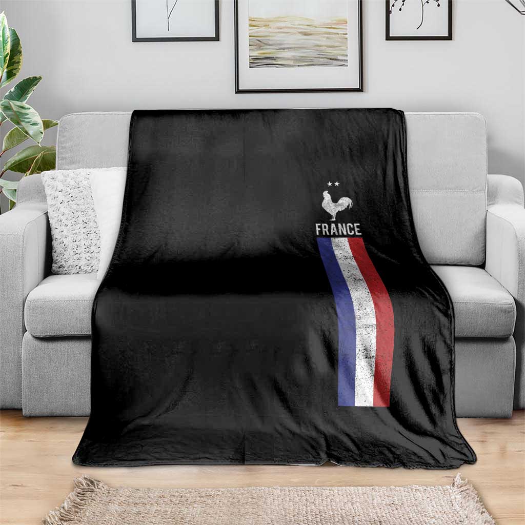 France Football Coq Soccer Throwback Jersey Style Throw Blanket Vintage French Flag