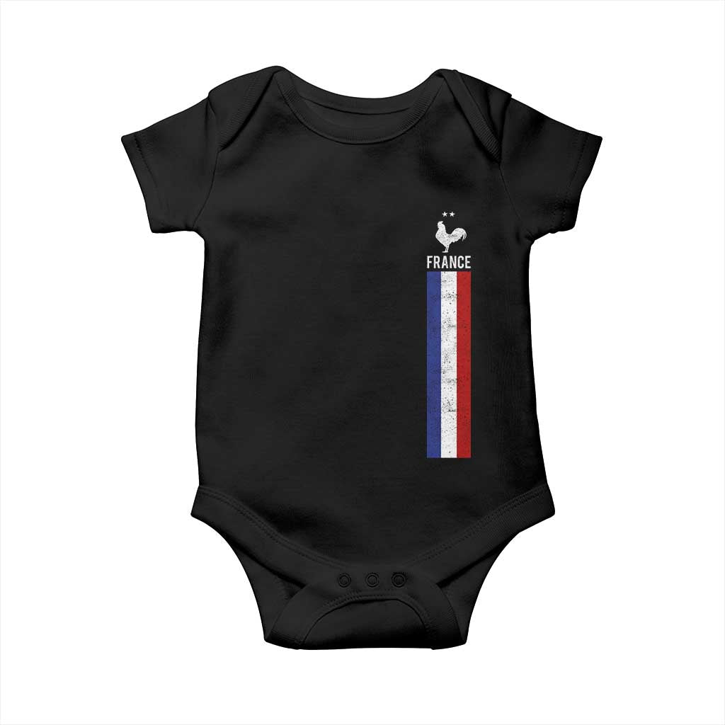France Football Coq Soccer Throwback Jersey Style Baby Onesie Vintage French Flag