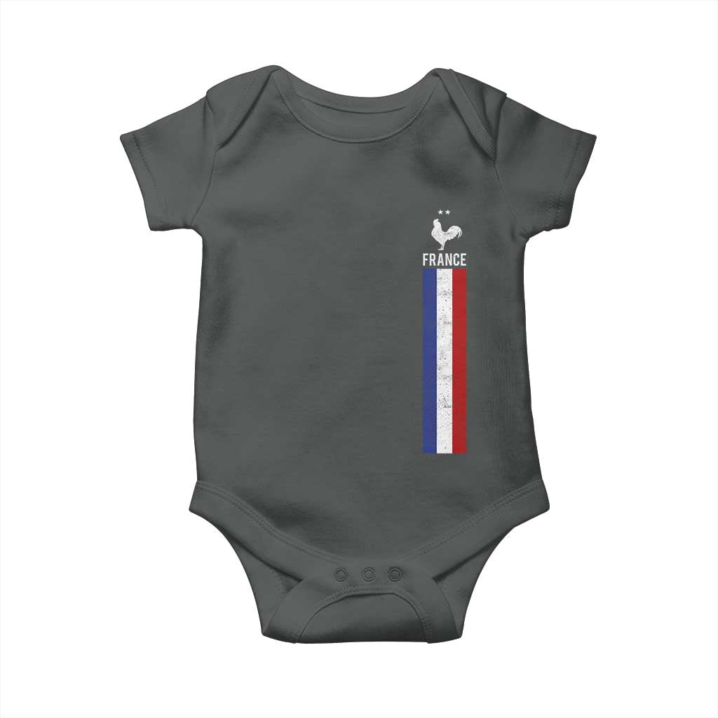 France Football Coq Soccer Throwback Jersey Style Baby Onesie Vintage French Flag