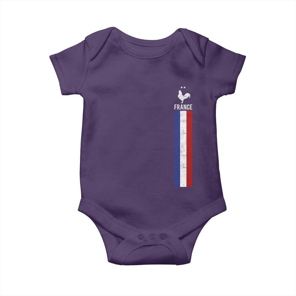 France Football Coq Soccer Throwback Jersey Style Baby Onesie Vintage French Flag