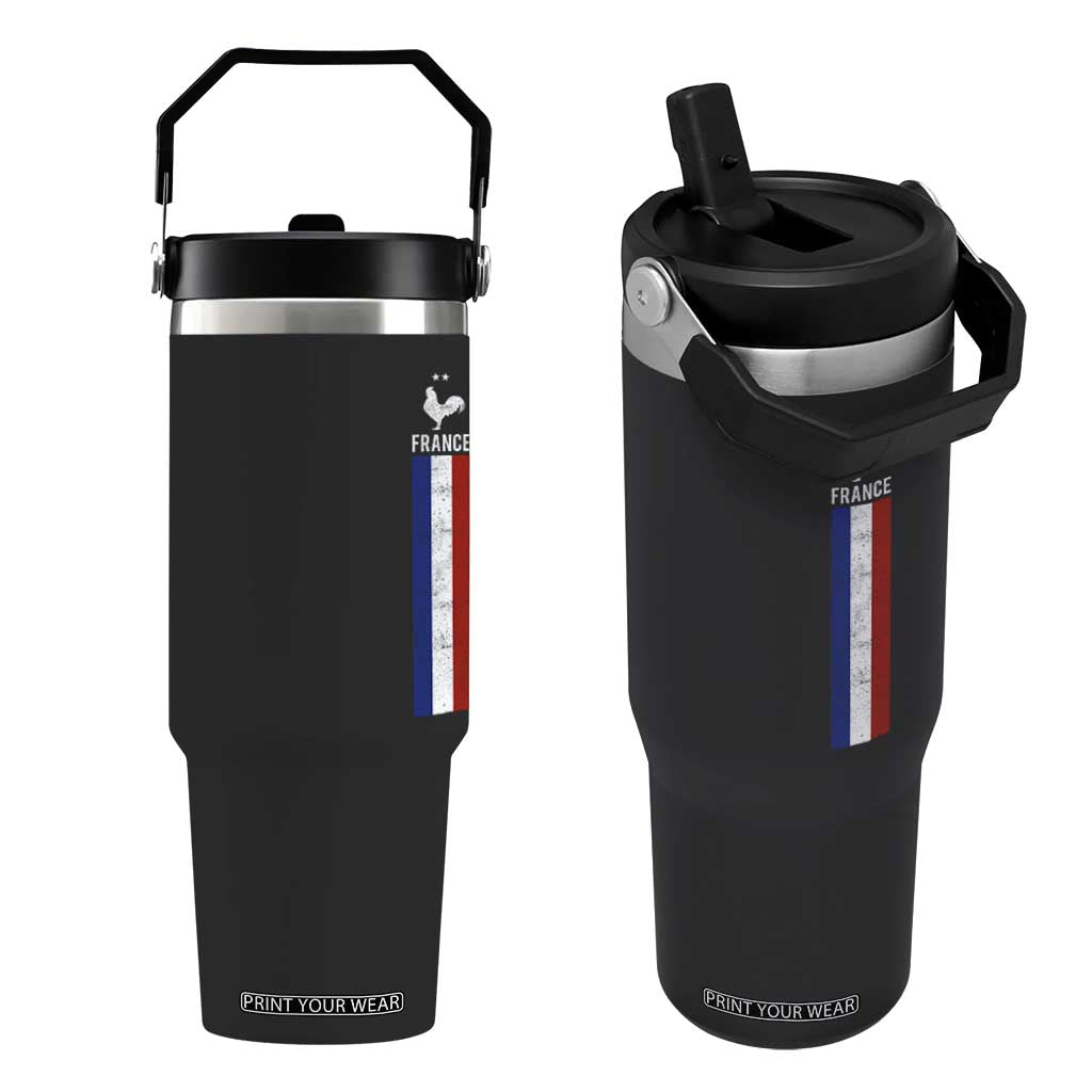 France Football Coq Soccer Throwback Jersey Style Flip Straw Tumbler Vintage French Flag