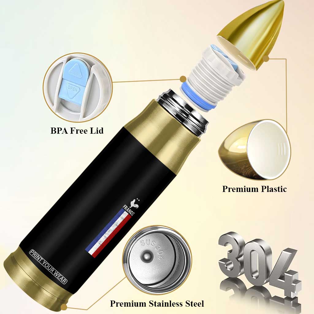 France Football Coq Soccer Throwback Jersey Style Bullet Tumbler Vintage French Flag