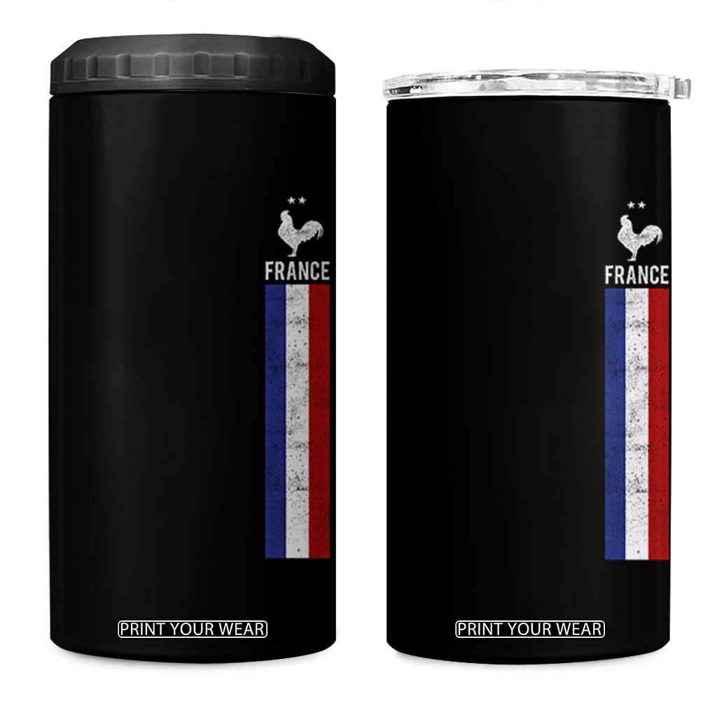 France Football Coq Soccer Throwback Jersey Style 4 in 1 Can Cooler Tumbler Vintage French Flag