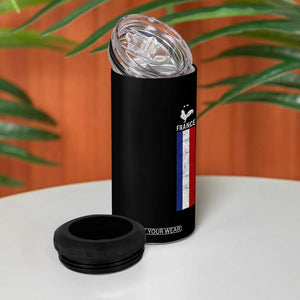 France Football Coq Soccer Throwback Jersey Style 4 in 1 Can Cooler Tumbler Vintage French Flag
