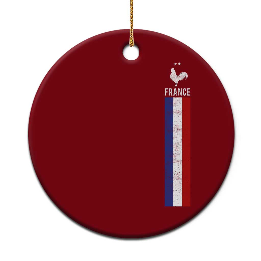 France Football Coq Soccer Throwback Jersey Style Ceramic Ornament Vintage French Flag