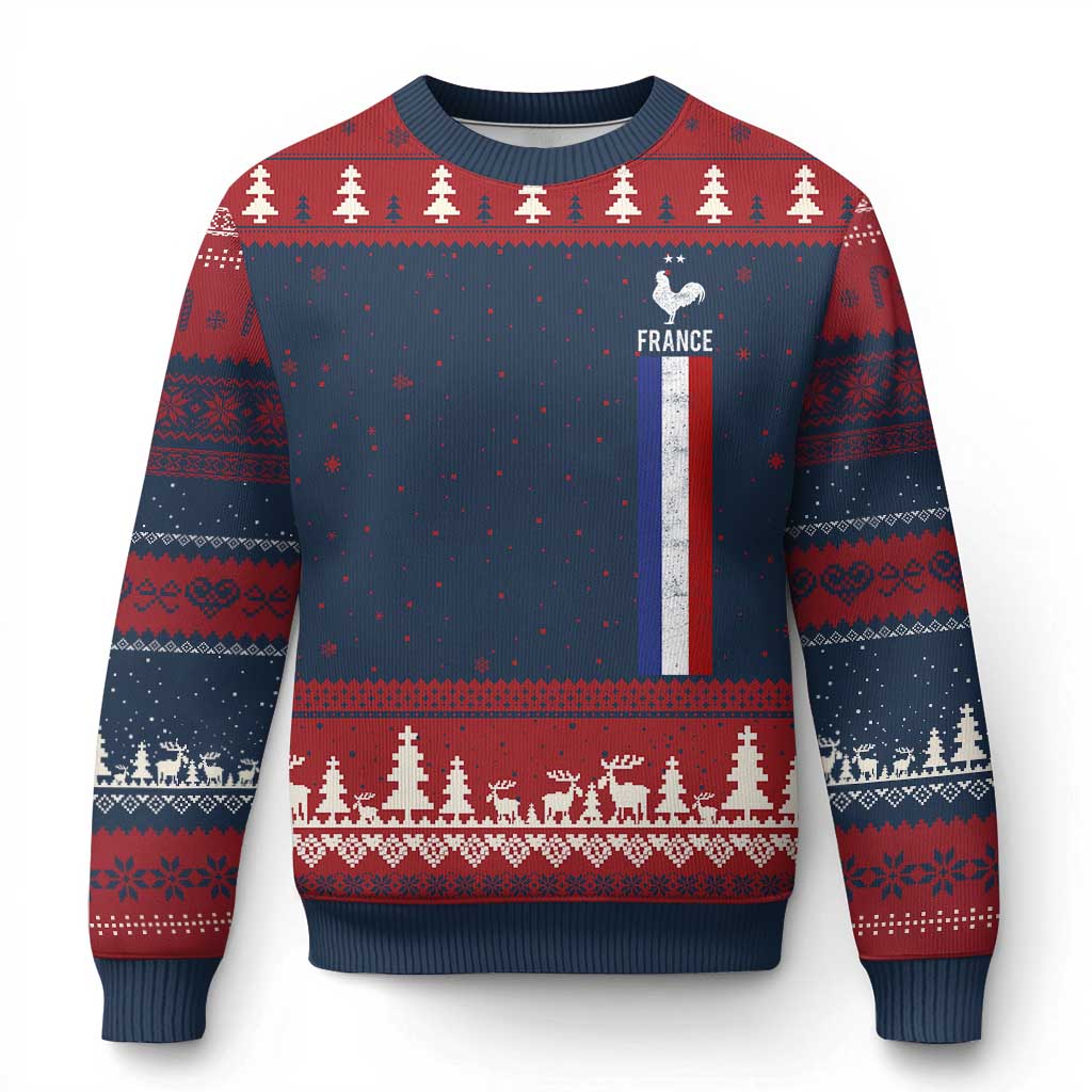 France Football Coq Soccer Throwback Jersey Style Ugly Christmas Sweater Vintage French Flag