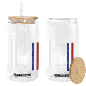 France Football Coq Soccer Throwback Jersey Style Glass Can Vintage French Flag