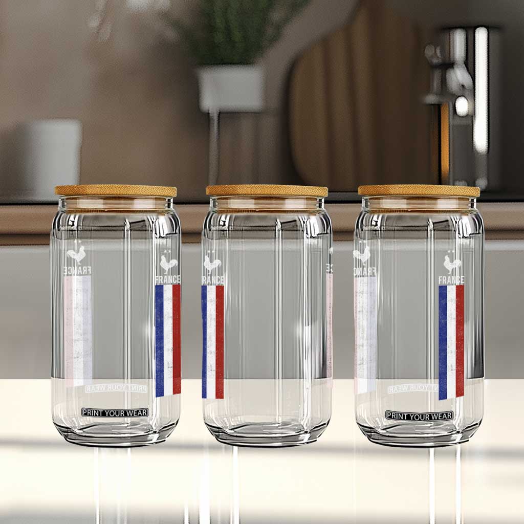 France Football Coq Soccer Throwback Jersey Style Glass Can Vintage French Flag