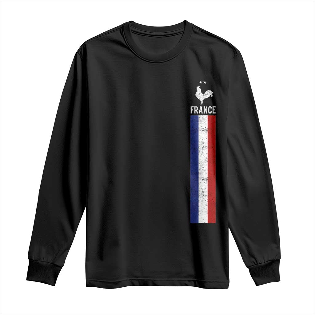 France Football Coq Soccer Throwback Jersey Style Long Sleeve Shirt Vintage French Flag