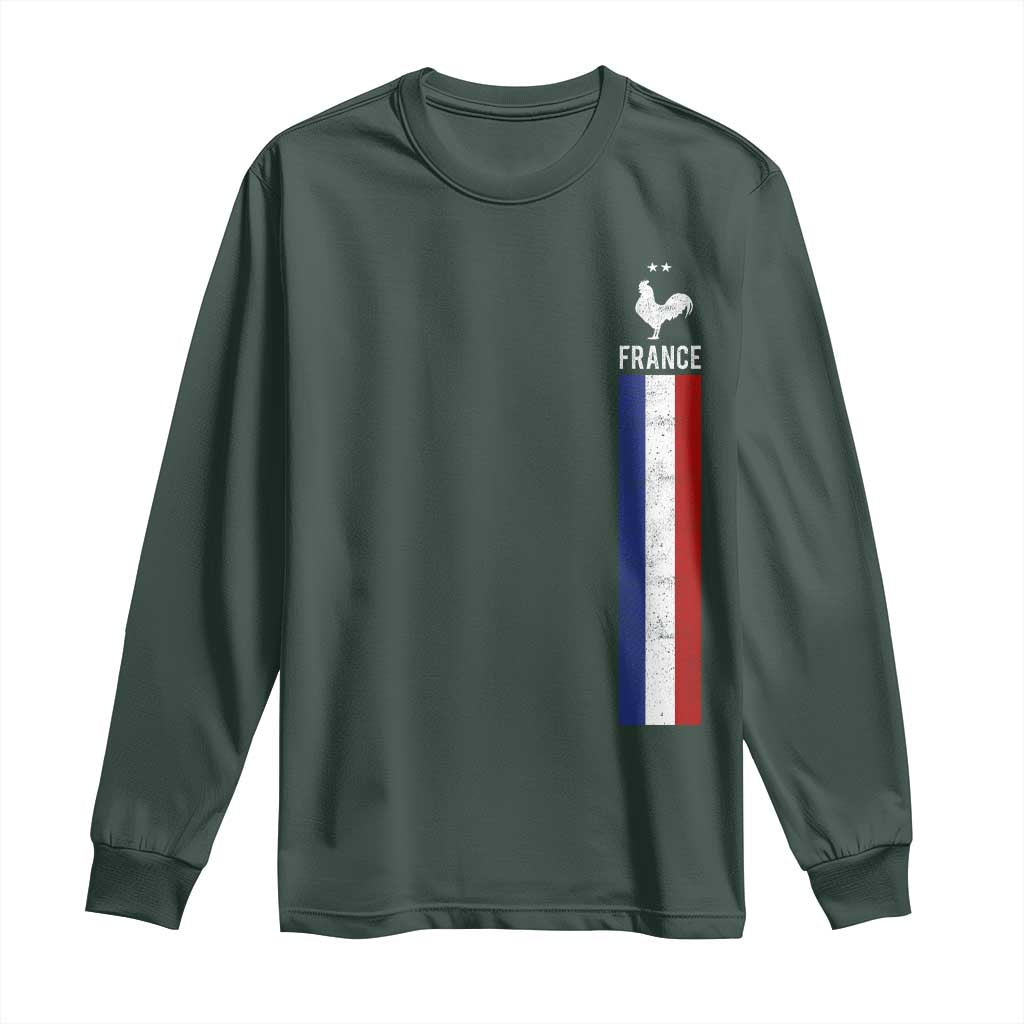 France Football Coq Soccer Throwback Jersey Style Long Sleeve Shirt Vintage French Flag