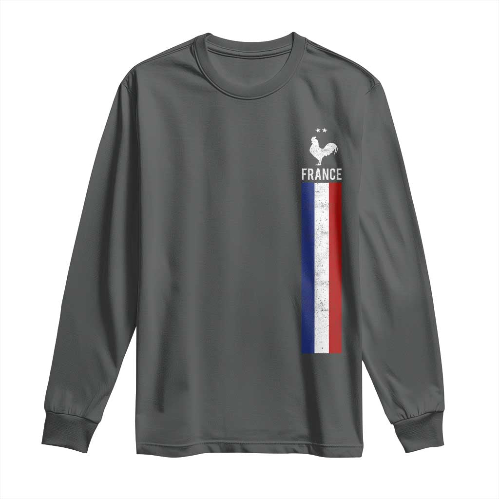 France Football Coq Soccer Throwback Jersey Style Long Sleeve Shirt Vintage French Flag