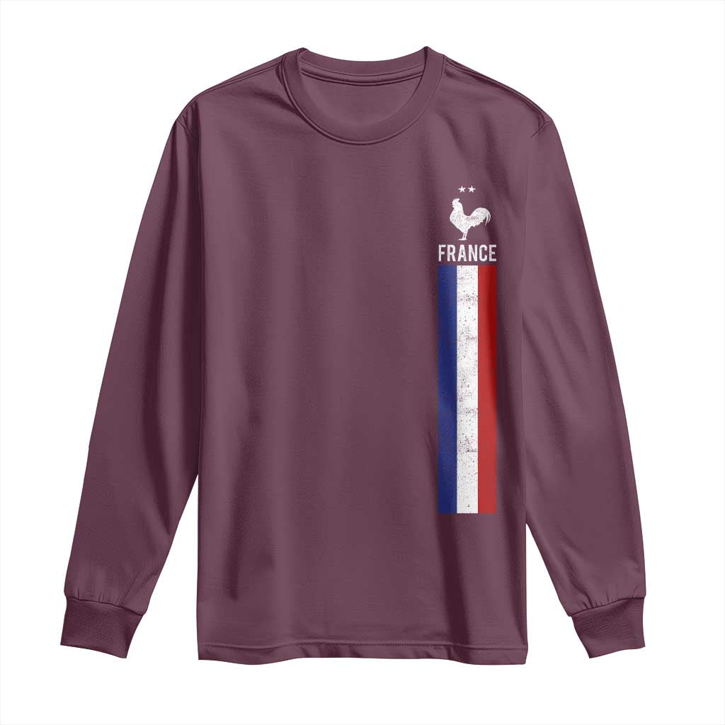 France Football Coq Soccer Throwback Jersey Style Long Sleeve Shirt Vintage French Flag