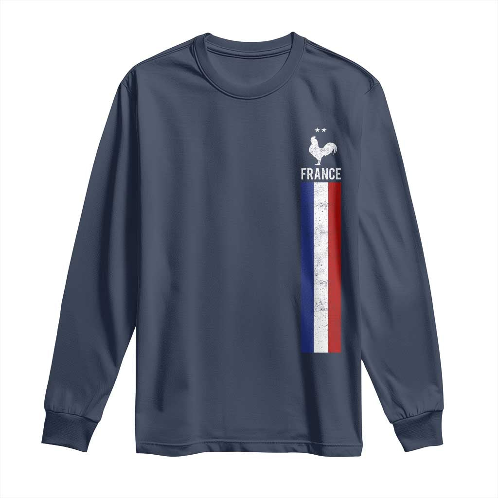 France Football Coq Soccer Throwback Jersey Style Long Sleeve Shirt Vintage French Flag