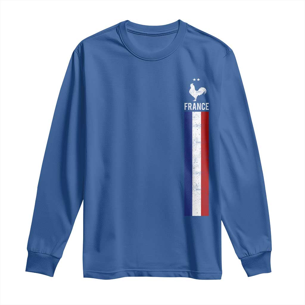 France Football Coq Soccer Throwback Jersey Style Long Sleeve Shirt Vintage French Flag