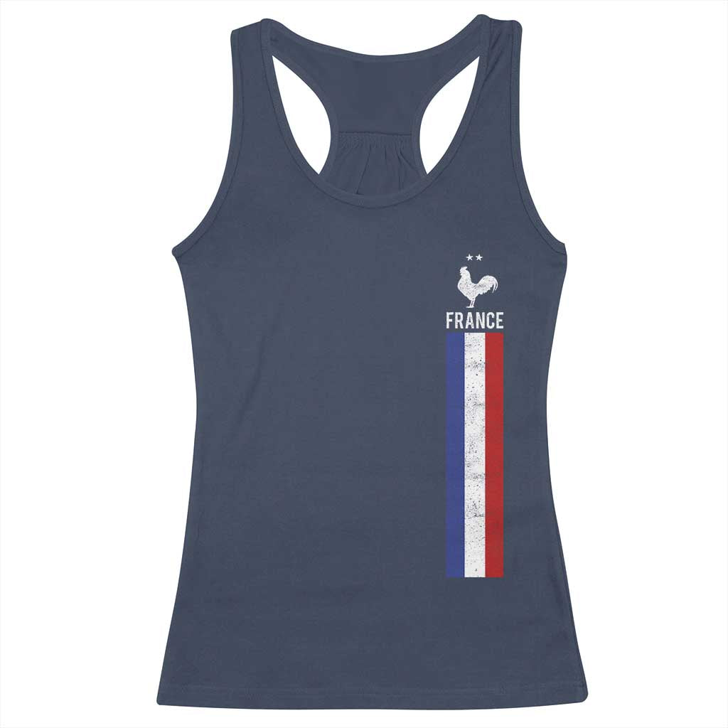 France Football Coq Soccer Throwback Jersey Style Racerback Tank Top Vintage French Flag TS11 Navy Print Your Wear