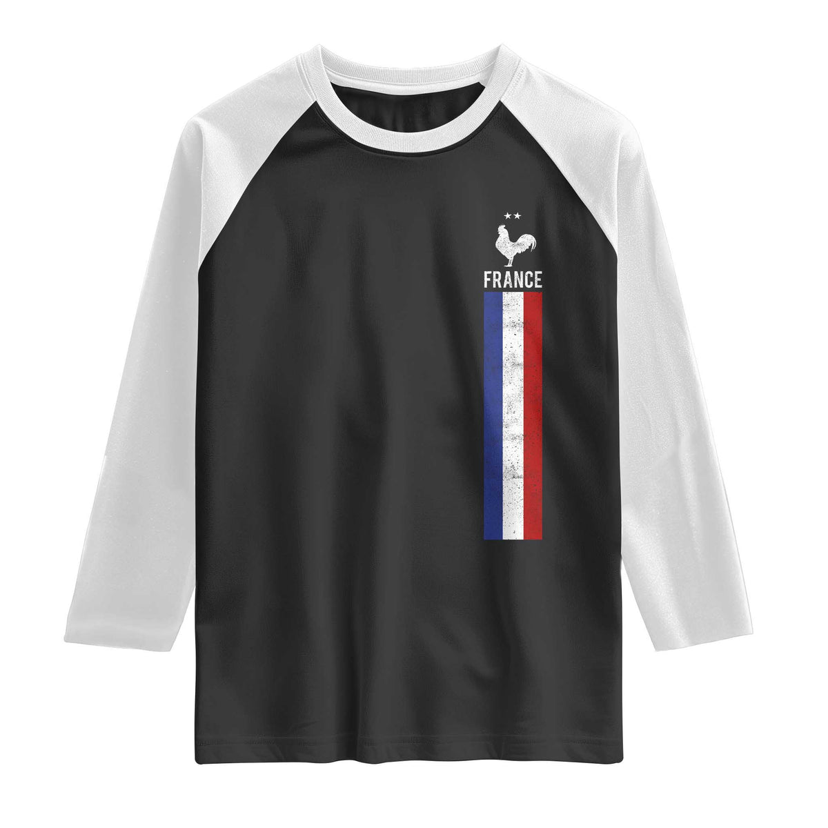 France Football Coq Soccer Throwback Jersey Style Raglan Shirt Vintage French Flag