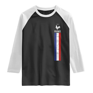 France Football Coq Soccer Throwback Jersey Style Raglan Shirt Vintage French Flag