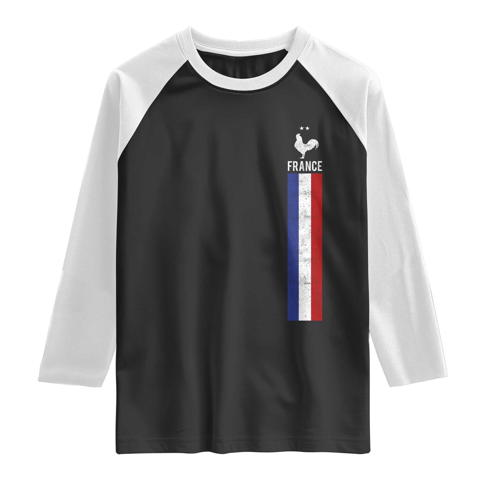 France Football Coq Soccer Throwback Jersey Style Raglan Shirt Vintage French Flag TS11 Black White Print Your Wear