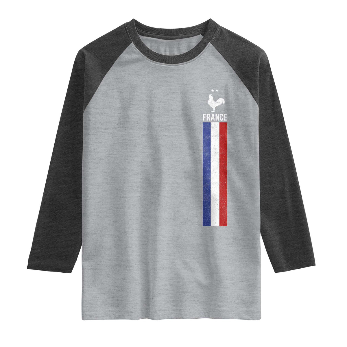 France Football Coq Soccer Throwback Jersey Style Raglan Shirt Vintage French Flag